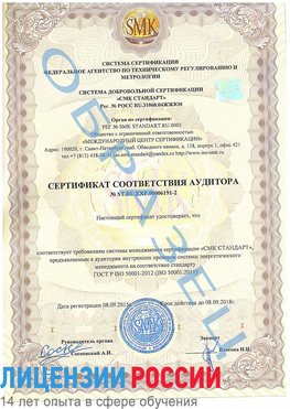 Образец сертификата соответствия аудитора №ST.RU.EXP.00006191-2 Дербент Сертификат ISO 50001